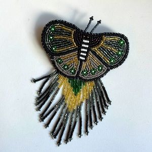 Vintage Large Hand Beaded Butterfly Barrette